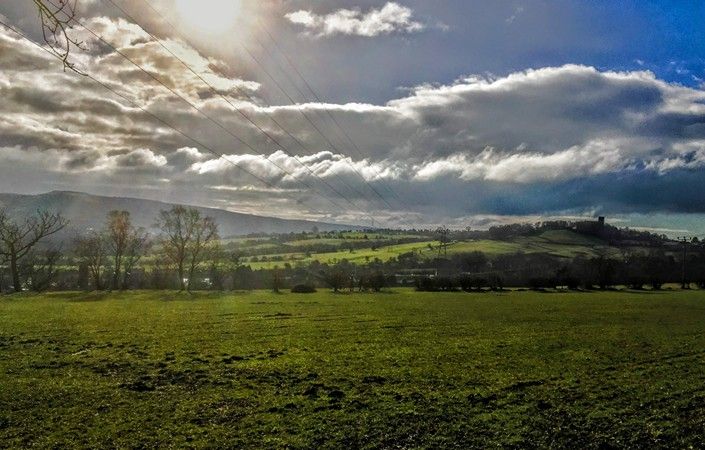 Mottram Church from north of Woolley Bridge