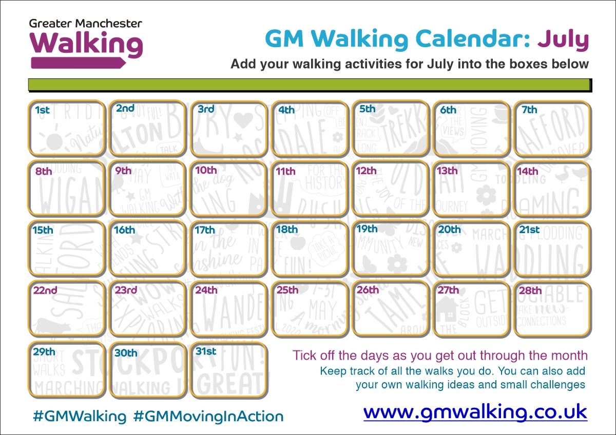 Monthly Walking Challenge Calendars GM Walking