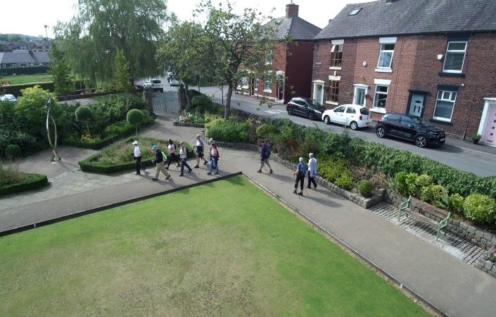 Nordic Walkers walking on a path in Dunwood Park
