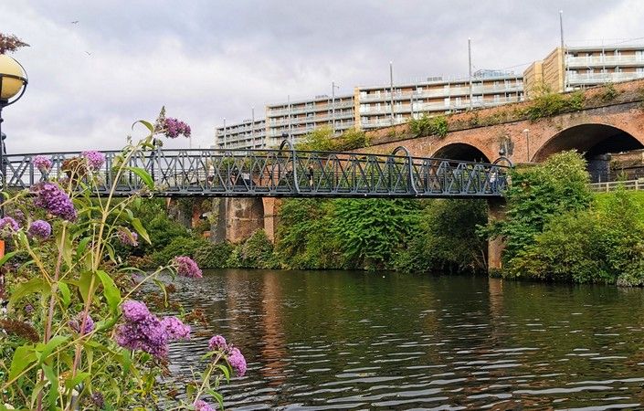 Woden Street footbridge across the River Irwell